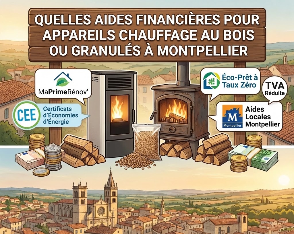 aides financières appareils chauffage au bois ou granulés Montpellier - côté granulés